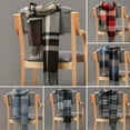 thumbnail image 2 of Men Scarf British Style Classic Plaid Fringed Tassels Soft Keep Warm Faux Autumn Winter Adults Long Scarf for Riding, 2 of 8