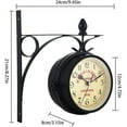 thumbnail image 2 of Retro Double-Sided Station Clock,Vintage Industrial Two Sides Wall Hanging Clock 5inch Garden Wall Clock, Black, 2 of 7