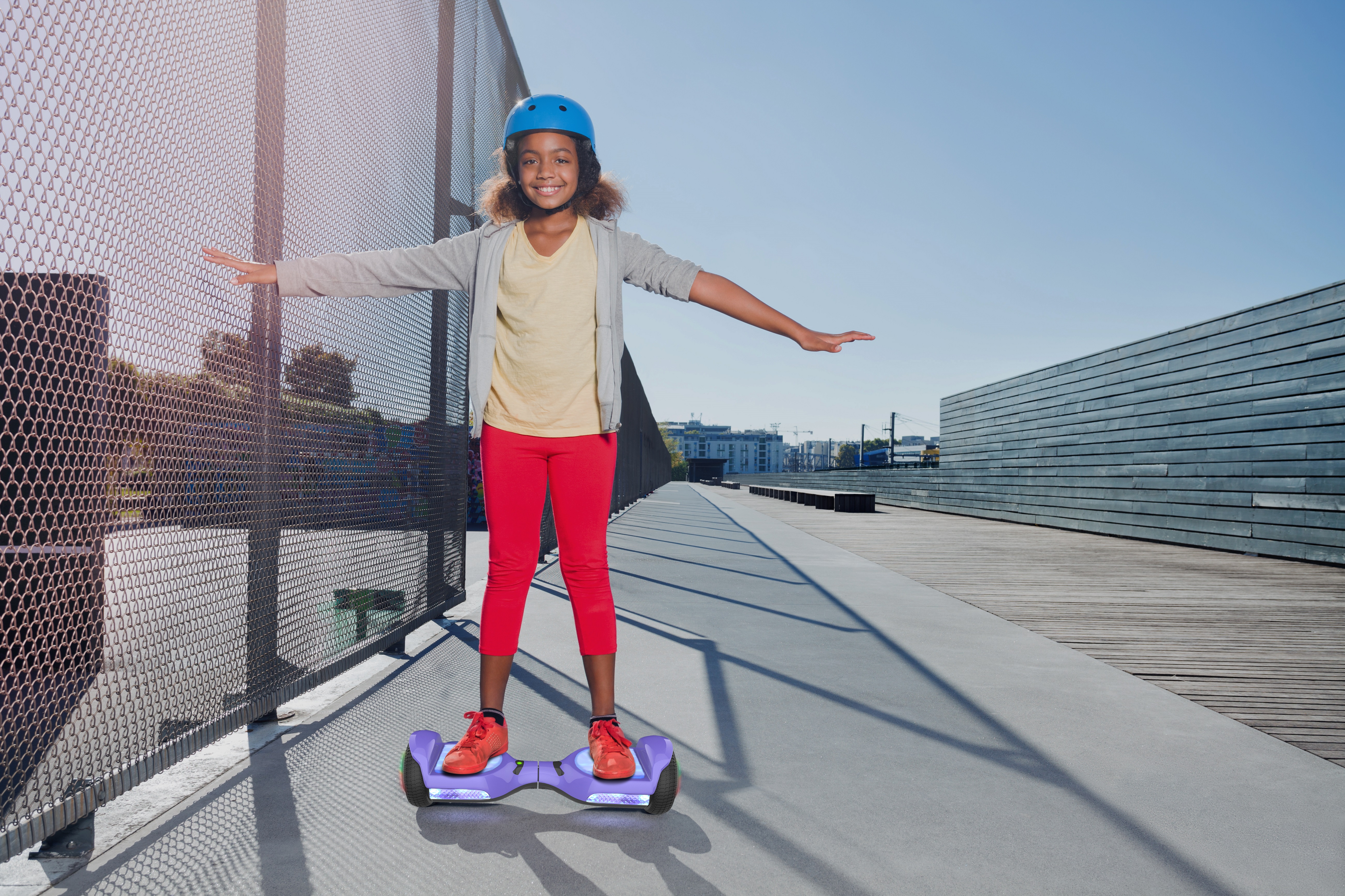Voyager HoverBeam Purple Hoverboard with Light-up Wheels and Footboard, 185lb limit.