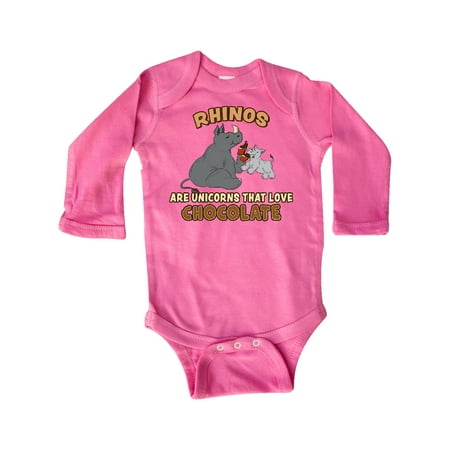 

Inktastic Rhinos are Just Unicorns that Love Chocolate Gift Baby Boy or Baby Girl Long Sleeve Bodysuit
