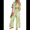 thumbnail image 2 of Conjunto de 2 Piezas de Chándal de Verano para Playa con Camisa de Corta y Botones para Mujer, Top Estampado, Pantalones Cortos de Descanso Flores de Frutas S, 2 of 10