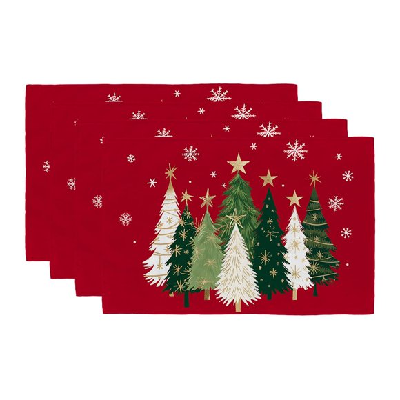 Manteles individuales GEEORY GP125-18, 4 unidades, 30 x 45 cm, árboles de Navidad rojos