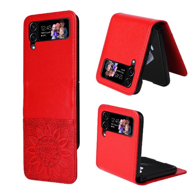 Funda tipo cartera GANGXUN para Samsung Galaxy Z Flip 4 , diseño girasol, cuero PU, soporte, cierre magnético, tarjetero