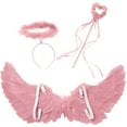 thumbnail image 2 of Doomiva Women Angel Wings with Headband Fairy Stick Feather Wing for Carnival Christmas Party Pink M, 2 of 3