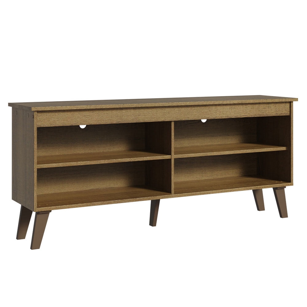 Madesa Compact TV Stand Cabinet with 4 Shelves and Cable Management for 50, 55 Inch TV Media Storage Unit Living Room and Bedroom  Wooden Television Media Console - Rustic