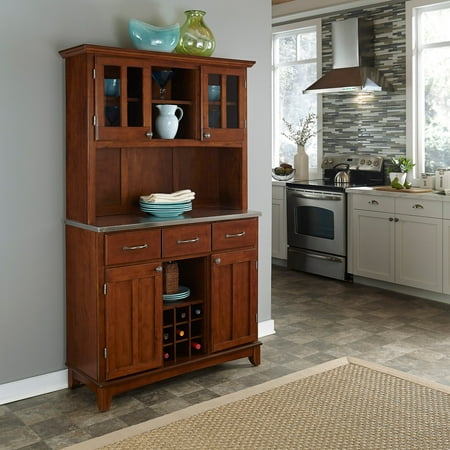 Home Styles Buffet of Buffets with Stainless Top and Hutch