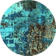 thumbnail image 1 of Ahgly Company Indoor Round Oriental Turquoise Blue Industrial Area Rugs, 7' Round, 1 of 4