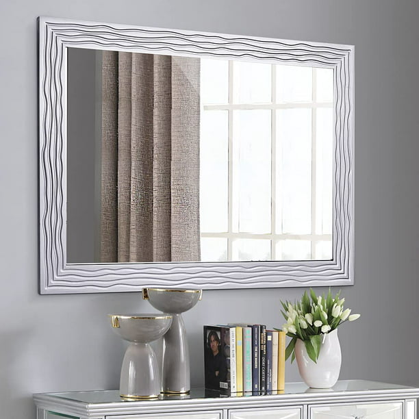 41 X30 Large Wall Mirror With Wooden, Horizontal Wall Mirror Bedroom