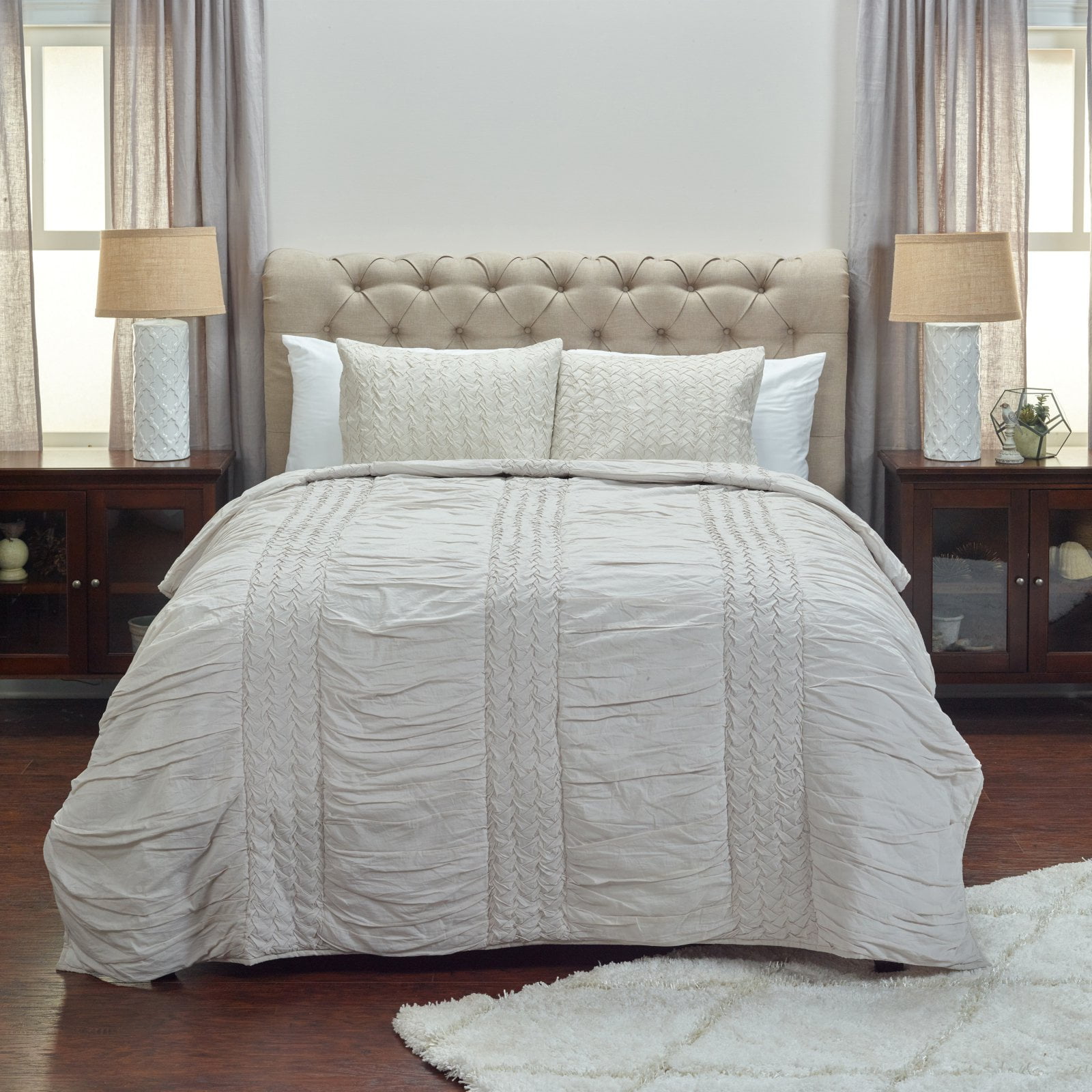 Rizzy Home Carly Natural Queen Size Quilt 90 Inches X 92 Inches
