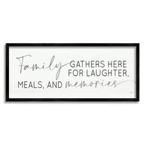 Family Laughter Meals Memories Phrase Inspirational Graphic Art Black Framed Art Print Wall Art