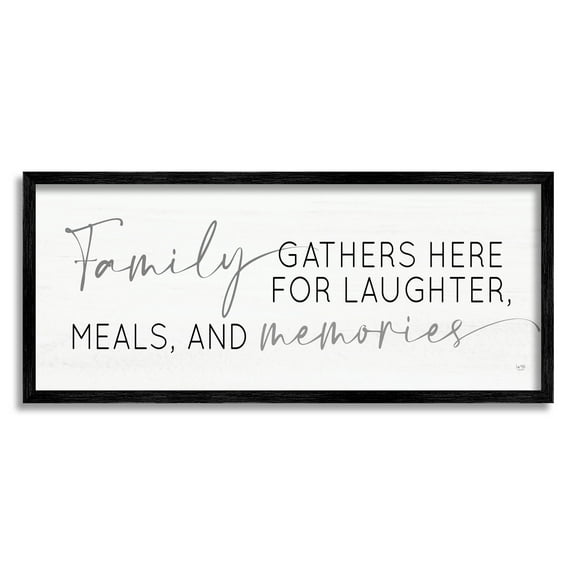 Family Laughter Meals Memories Phrase Inspirational Graphic Art Black Framed Art Print Wall Art