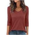 thumbnail image 1 of Camisas de Manga Larga Casual de las Mujeres Color Sólido Plisado V-Cuello Blusas para Primavera Verano, Fiesta, Trabajo Y Vacaciones, 1 of 7