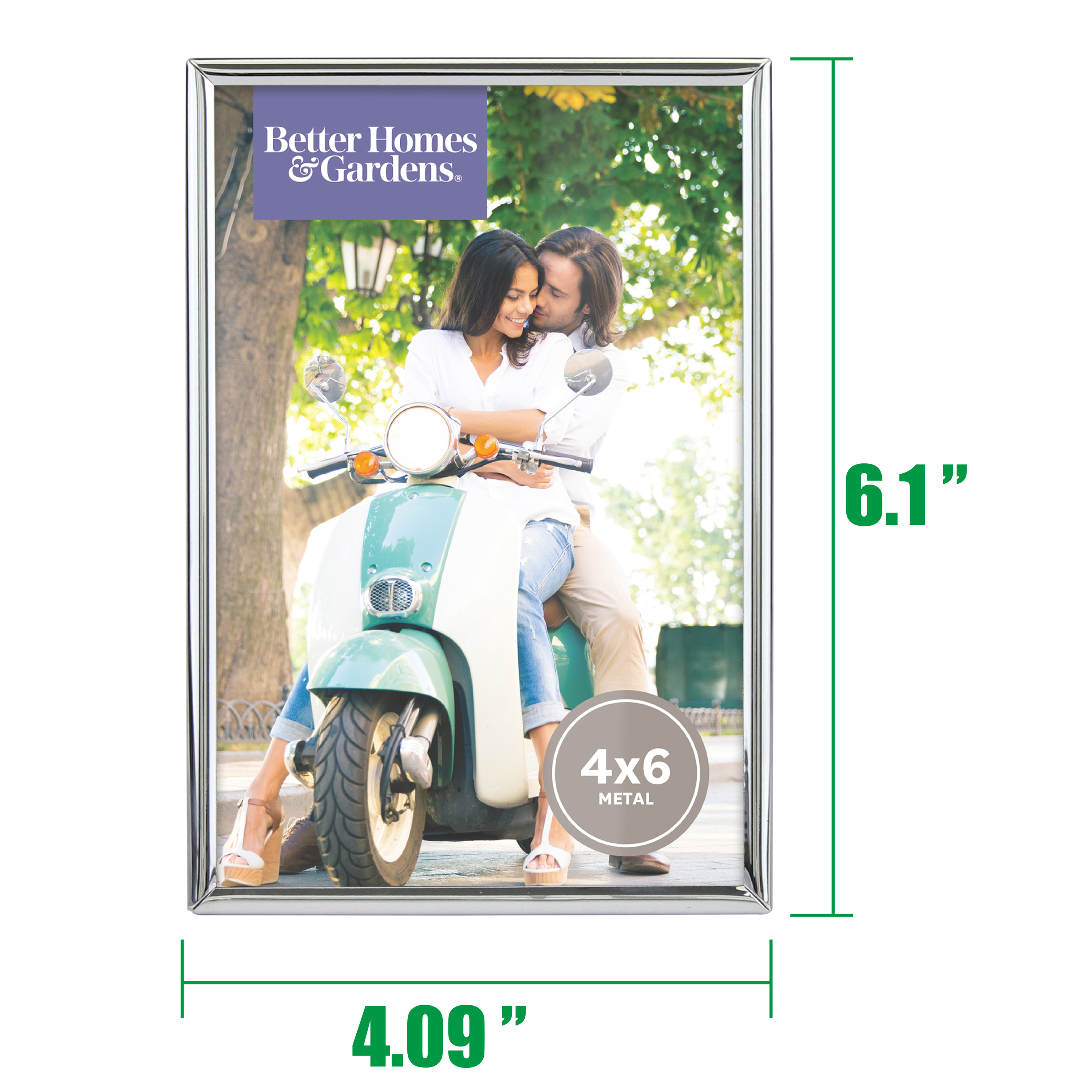 Better Homes & Gardens 4" x 6" Rectangle Metal Tabletop Single Picture Frame, Silver