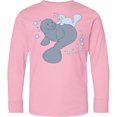 thumbnail image 3 of Inktastic Cute Manatees with Bubbles Long Sleeve Youth T-Shirt, 3 of 5