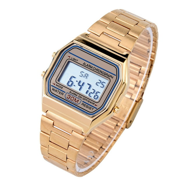 RelOJ Electrónico Con Correa De Acero Inoxidable Y Luz Trasera LED Digital Para Uso Diario RELOJ DE PULSERA RECTANGULAR RELOJ DIGITAL CON LUZ TRASERA LED DE ACERO INOXIDABLE
