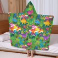 thumbnail image 5 of Colorful Dinosaurs Jungle Flowers Pattern Hooded Bath Towel，60"x35" for Ages 3 To 12 Kids, Quick Dry Lightweight Soft Microfiber Hood Beach Towel Cover Up for Kids, 5 of 7