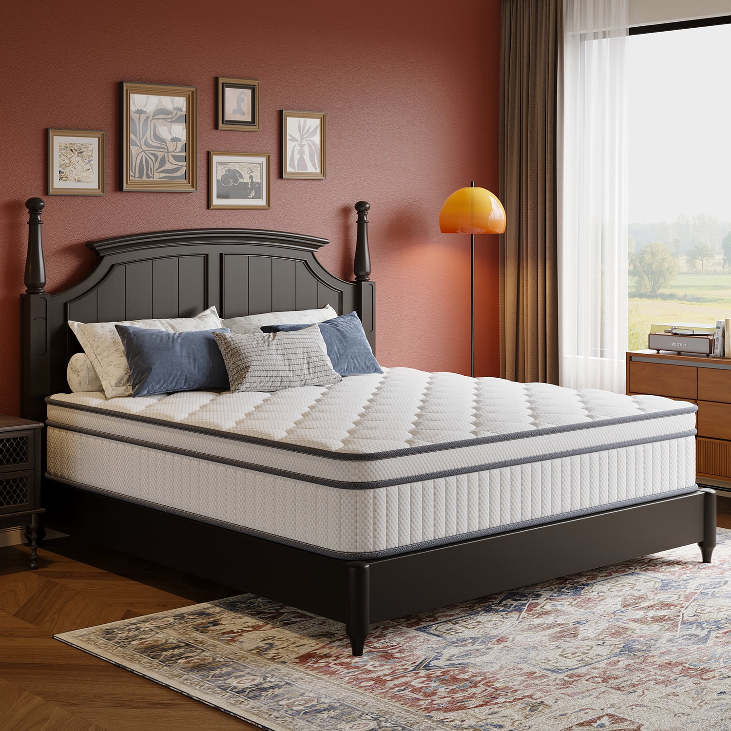 Queen Mattress in a Box, 14 inch Queen Size Medium Hybrid Mattress with Memory Foam and Box Spring