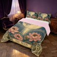 thumbnail image 3 of Homewish The Moon Print Queen Comforter Set, Lake Lotus Flower Comforter Sets Queen, Pink Reversible 3 Piece, 1 Comforter and 2 Pillowcases, 3 of 6