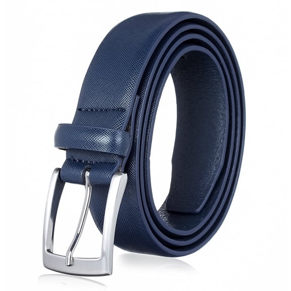 men's genuine leather dress belt for work business and casual occasions - classic & fashion design (snavy, 36/38)