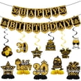 thumbnail image 4 of Mxdfafa 39Pcs 30th Birthday Decorations Kit Black Gold Glitter Party Supplies with Banner,Balloons,Backdrop,Honeycomb Centerpieces,Hanging Swirls for Men Women 30th Bday Anniversary Celebration, 4 of 7
