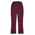 thumbnail image 6 of Stamzod Summer Pants for Women Solid Color High Waist Capris with Pocket Stretchy Stylish Casual Capri Pants for Women Wine B XXL, 6 of 7