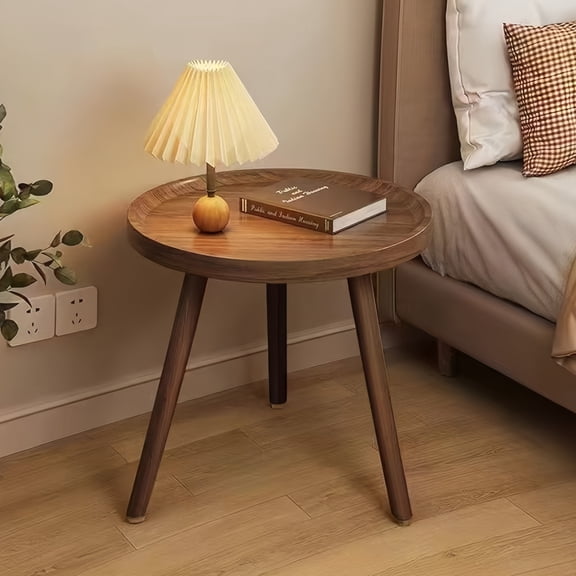 MEHOOM Round Wooden End Table, 16"x16"x19" Farmhouse Small Table, Side Table for Living Room Bedroom Indoor