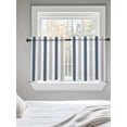 thumbnail image 5 of Blue Gray Striped Tier Curtains 36 Inch Length, Sheer Curtains for Bedroom Living Room Window Farmhouse Stripe Art Rod Pocket Voile Drapes Kitchen Curtains Small Half Window 27.5"x36" 2 Panels, 5 of 6