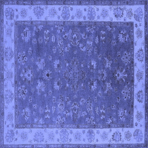 Ahgly Company Indoor Square Oriental Blue Traditional Area Rugs, 7' Square