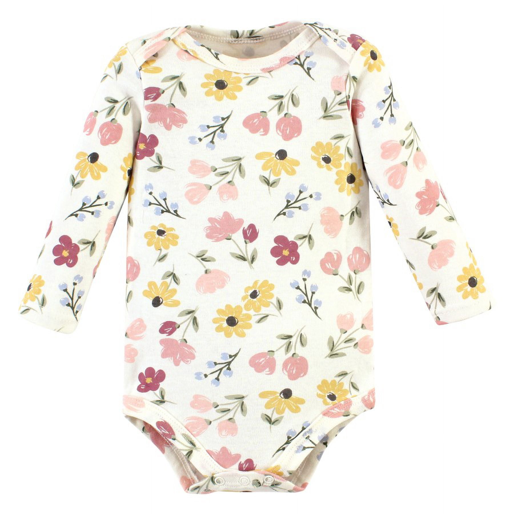 Hudson Baby Girl Cotton Long Sleeve Bodysuits, 3-Pack, Sizes Newborn-24 Months