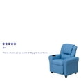 thumbnail image 5 of BizChair Contemporary Light Blue Vinyl Kids Recliner with Cup Holder and Headrest, 5 of 9