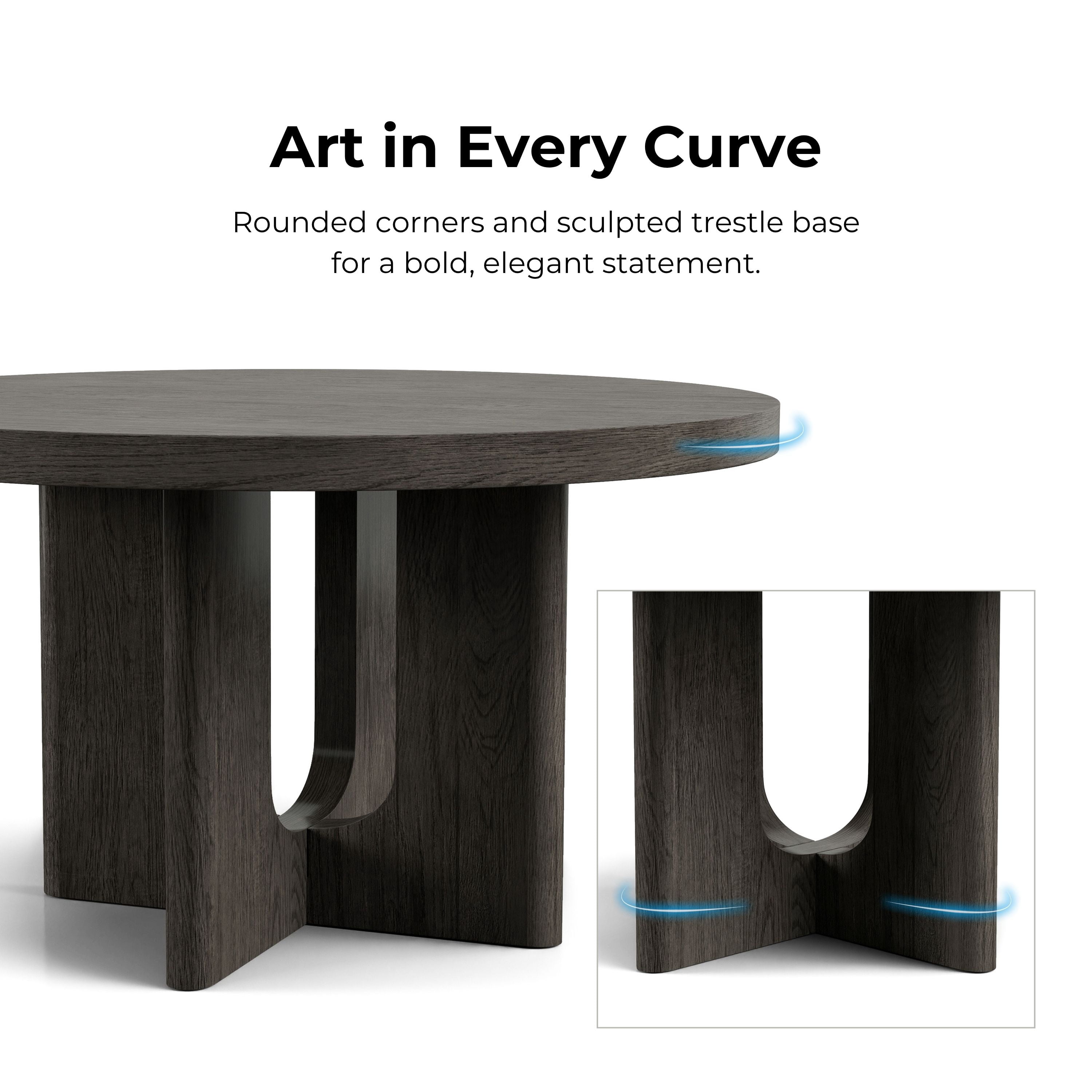 Furniture of America Cheri 54" Solid Wood Round Indoor Dining Table, White Oak