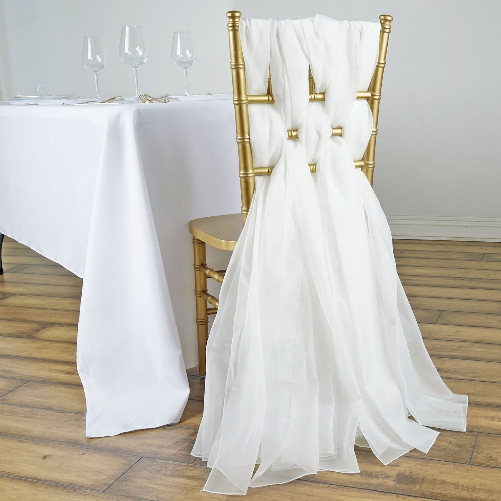 Efavormart 5 Pack 22" x 78" IVORY DIY Premium Chiffon Designer Chair ...