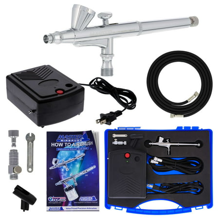 Complete Gravity Dual-Action AIRBRUSH SET KIT Air Compressor Hobby Cake