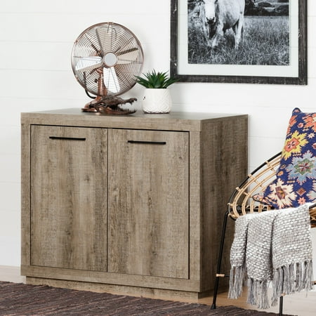 South Shore Kanji Small 2 Door Storage Cabinet Weathered Oak
