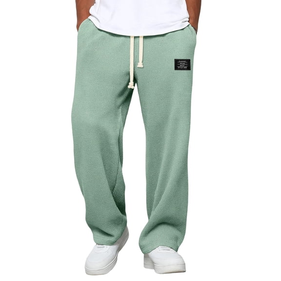 Mens Sweatpants with Pockets Men's Pants Casual Relaxed Fit Waffle Knit Mens Straight Leg Sweatpants Mens Jogger Sweatpants Baggy Pants Men