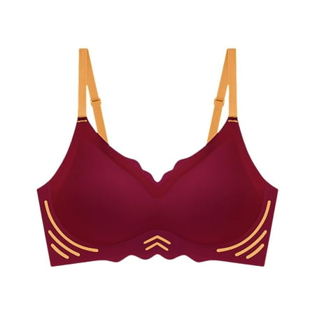 Zshosam Women Wireless Bra with Seamless Smooth Comfort Wirefree T Shirt Bra Sports Bra with Non Removable Pads(Red S)