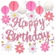 thumbnail image 1 of Decoración de cumpleaños, pancarta de feliz cumpleaños precolgada con bola de panal, decoración de fiesta de feliz cumpleaños para mujeres y niñas., 1 of 5