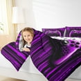 thumbnail image 4 of Feelyou Futuristic Gamepad Boys Queen Comforter Set, Neon Purple Honeycomb Bedding Sets, Modern Video Game Reversible Bedding Comforter Set, Microfiber Bedroom Decor, 3pcs, 4 of 8