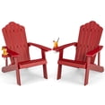 thumbnail image 1 of Patiojoy 2 Pcs Chaise Adirondack Hanches Chaise Adirondack avec Porte-Gobelet Grain de Bois Réaliste Chaise d'Extérieur Résistante aux Intempéries pour Capacité de Poids de 380 Lb Rouge, 1 of 10