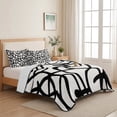 thumbnail image 5 of Quilts Twin XL Size Bedding Set, Abstract Black Lightweight Quilted Comforter, Bold Lines Modern Vines Swirls Graphic Soft Reversible Bedspread Coverlet with Pillow Covers for All Season, 68" x 98", 5 of 9