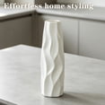 thumbnail image 5 of 12-Inch White Ceramic Textured Decorative Flower Vase for Home Decor, 5 of 9