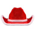 thumbnail image 4 of Sombrero de vaquero de fieltro de Color rojo navideño, accesorio de fiesta de disfraces de ala grande de vaquera, 4 of 5