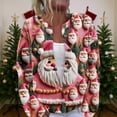 thumbnail image 2 of WTOBBY Women's Christmas Print Knit Cardigan, Long Sleeve Pullover with Festive Designs, Cozy for Holiday Parties and Winter Wear,Dark Green L, 2 of 6