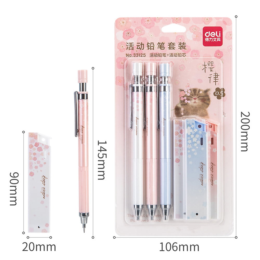 Deli® Pencil Mechanical Pencil Set 0.5mm/0.7mm Automatic Pencil Stationery 
