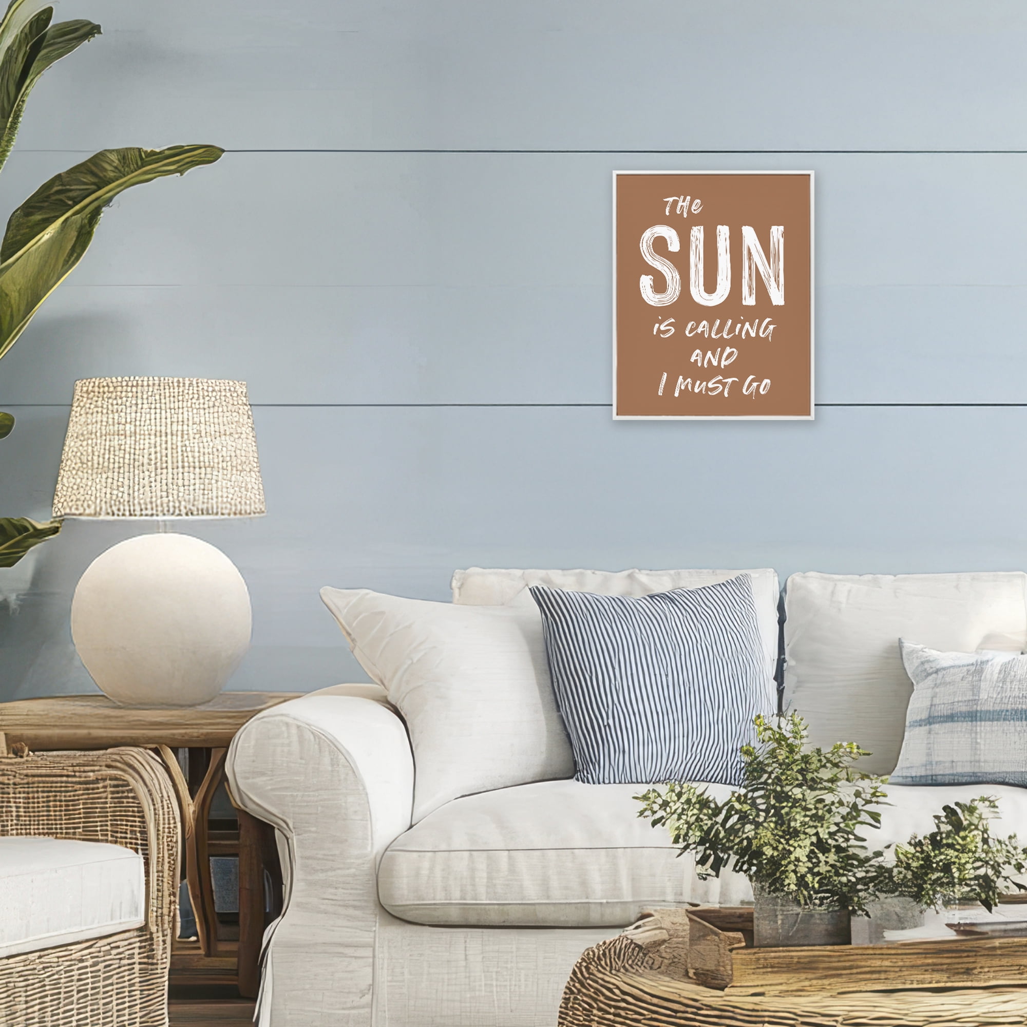 Sun Is Calling Must Go White Framed Giclee Art, design by Lettered and Lined