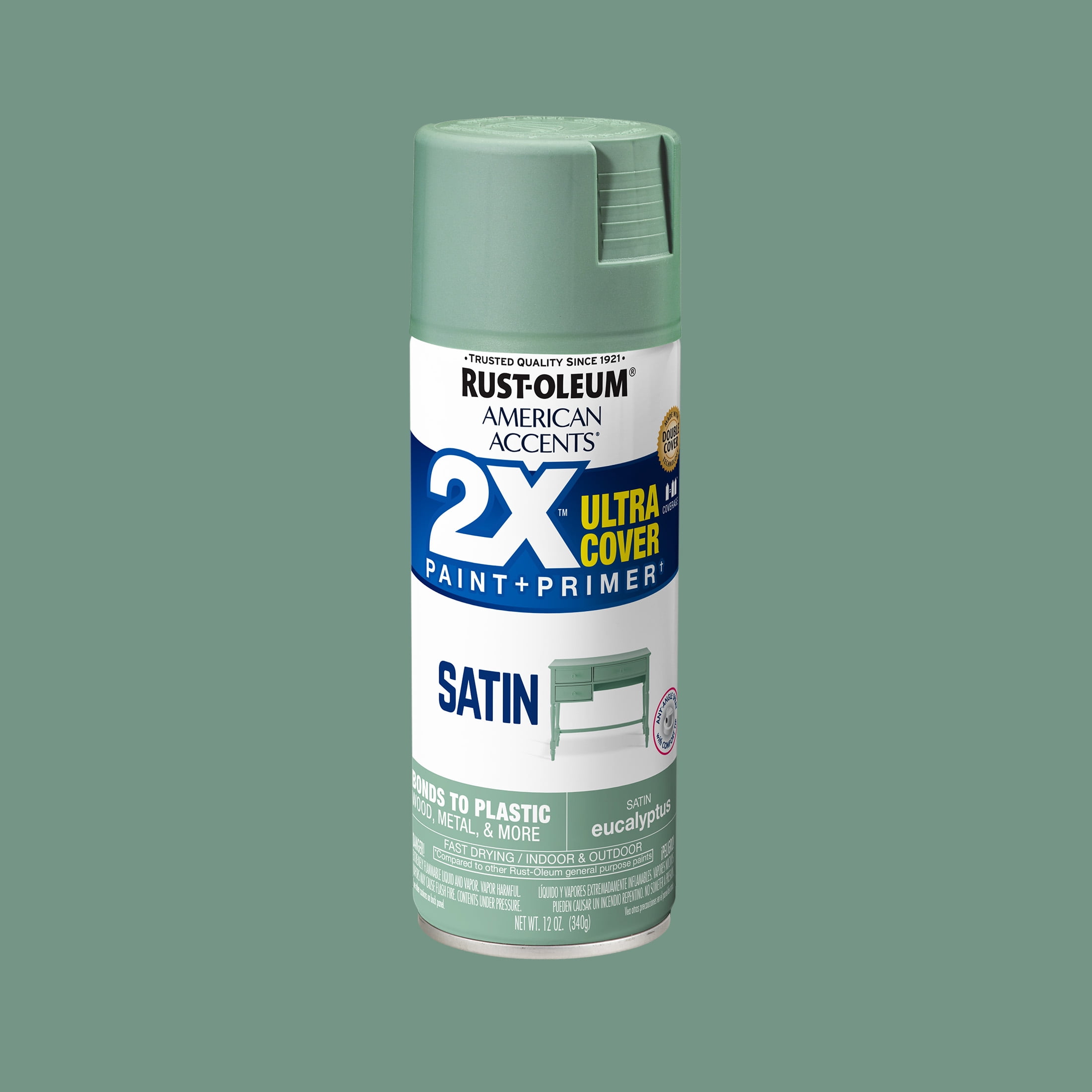 (6 pack) Eucalyptus, Rust-Oleum American Accents 2X Ultra Cover Satin Spray Paint-383196, 12 oz