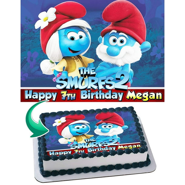 The Smurfs Edible Cake Image Topper Personalized Picture 1/4 Sheet (8