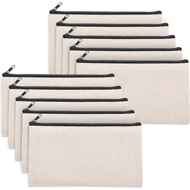 10pcs DIY Craft Bag Canvas Pencil Cases Sublimation Blank Makeup Bags Heat Transfer Bag