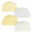 thumbnail image 1 of Gerber Gorro Algodón Orgánico Recién Nacido Pack 4 Suaves Colores Gris Amarillo, 1 of 5
