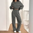 thumbnail image 5 of HKYNLAG Women's Oversized 2 Piece Sweatsuit Set Hoodie Wide Leg Sweatpants Fall Winter Casual Lounge Outfit Dark Gray 2XL, 5 of 7